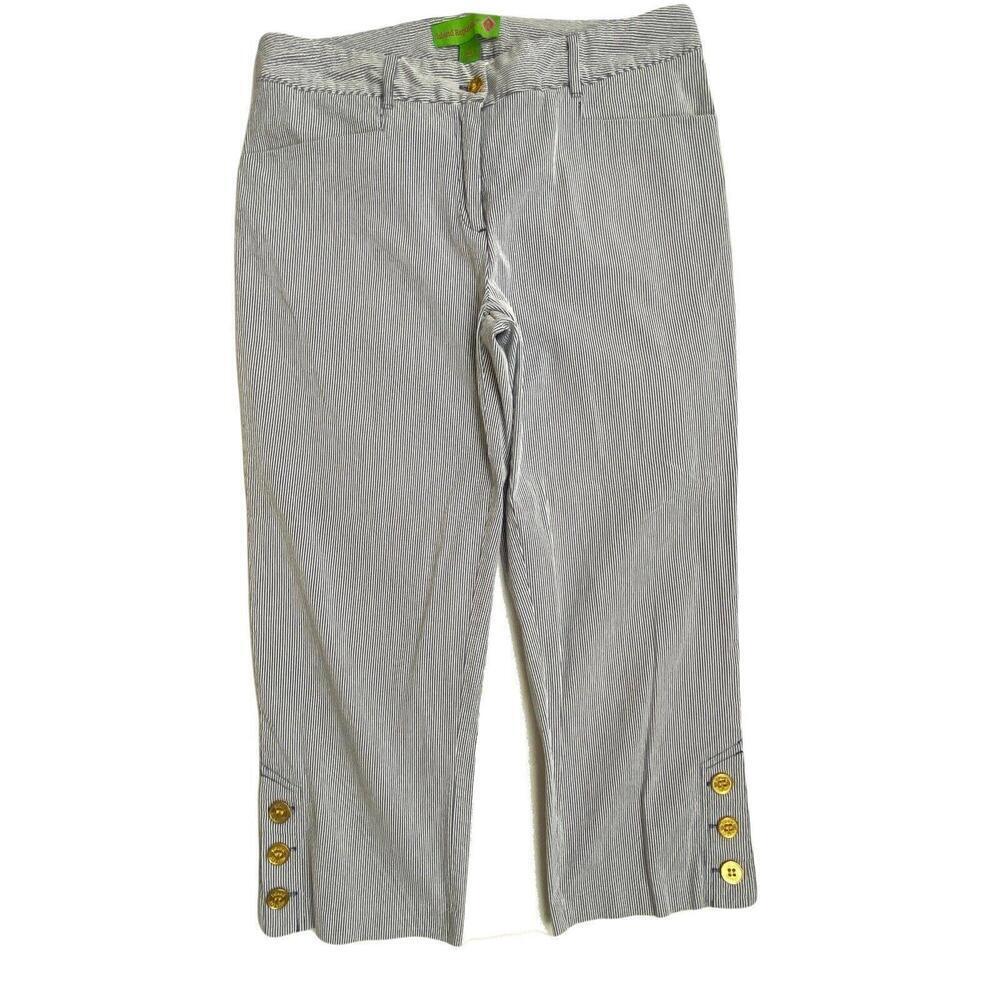 Island Republic Pinstripe Crop Mid Rise Women's size 8‎ Blue White Pants